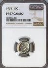 1963 Roosevelt Dime Silver NGC Proof PF67 Cameo Quality - BF*