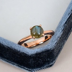 Authentic Natural Labradorite Ring 925 Sterling Silver 7mm Round Solitaire Ring Gift
