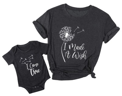 Mom and Me Matching Shirt Mama and Baby Matching Dandelion Print Set Grey Size L