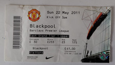 VISITORS TICKET STUB-MANCHESTER UNITED V BLACKPOOL- PREMIER LEAGUE- MAY 2011