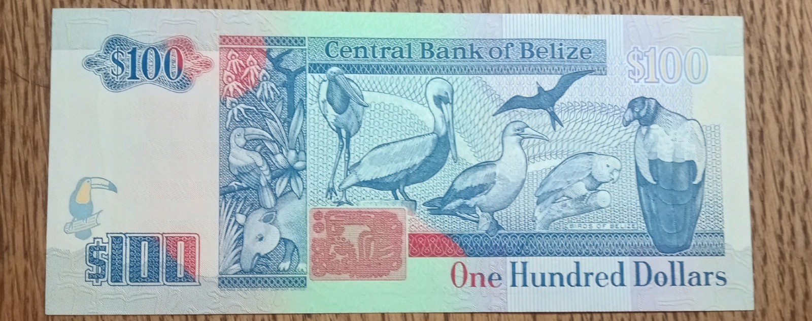 Belize $100 One Hundred Dollars 1994 P-57b Gem UNC Toucan Queen Elizabeth II AC3 image 2