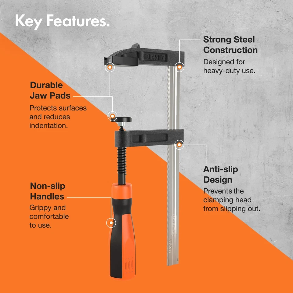 13pcs Wood Clamps Quick Grip - VonHaus Heavy Duty F Clamps for Woodwork - Image 4 of 4