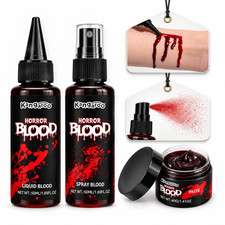 3pcs Halloween Fake Blood Makeup Kit Coagulated  Spray  Dripping