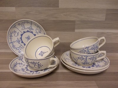 4er Set Kaffeetasse + Untertasse Steingut BOCH Belgium La Louviere Copenhague