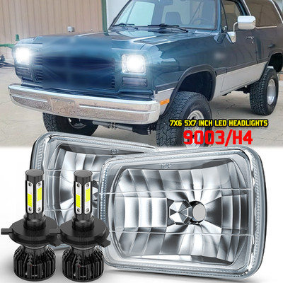 Pair 5x7'' 7x6'' Inch LED Headlights Fit Dodge Ramcharger 1981-1993 W100 W150 W250
