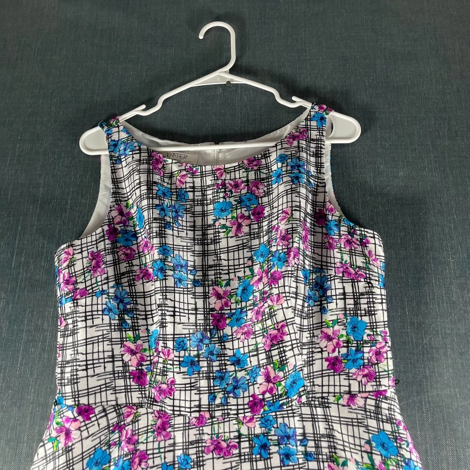 Kasper Women's Dress Size 12 White Black Blue Pink Floral Sleeveless Spring - Image 2 of 4