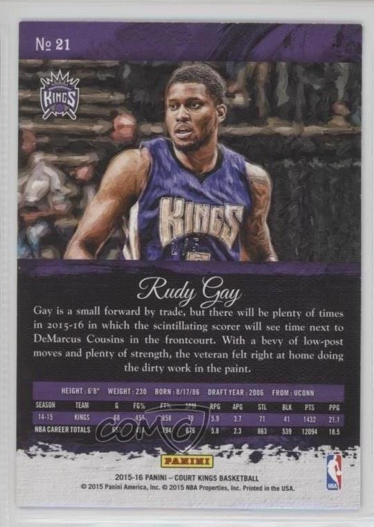 2015-16 Panini Court Kings 2016 National /5 Rudy Gay #21 - Image 2 of 2