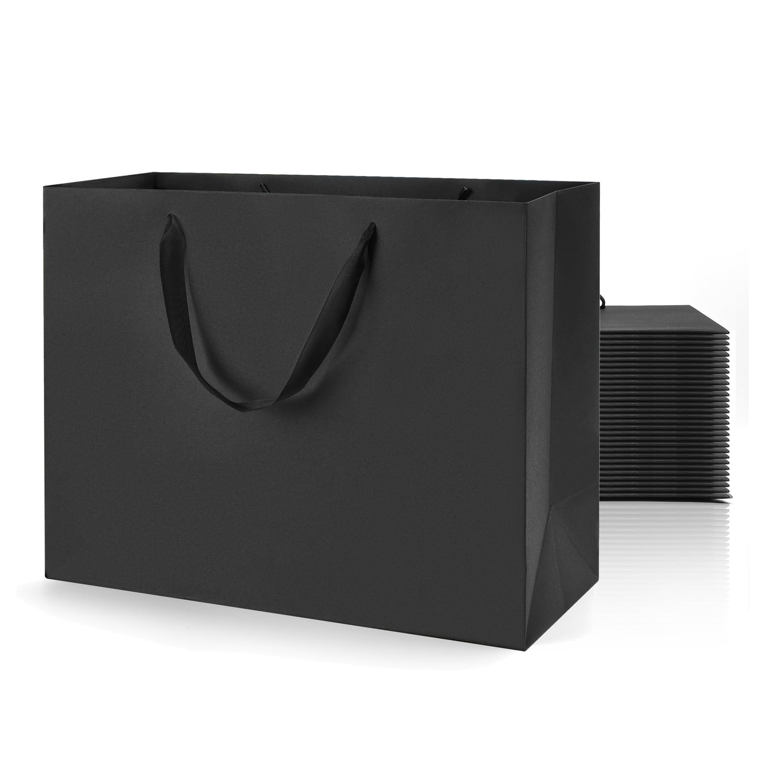 24pcs Extra Large Black Gift Bags With Handles 16x6x12 Inch Bulk Packaging