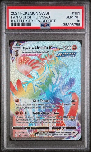 2021 POKEMON SWSH BATTLE STYLES #169 FULL ART/RAPID STRIKE URSHIFU VMAX PSA 10