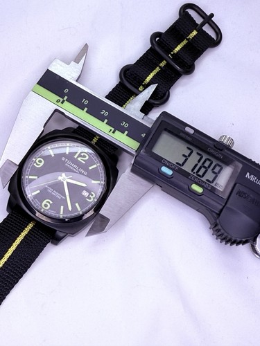 Stuhrling Eagle Square 451 Cuarzo 40mm Aviador - Batería Nueva y Correa OTAN Nueva - Imagen 5 de 7