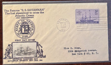 #923 S.S. Savannah FDC with Crosby cachet, 2 cities: Kings Point & Savannah