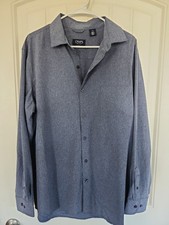 Chaps Mens L Gray Heather Long Sleeve Button Down Shirt Casual Dress Shirt