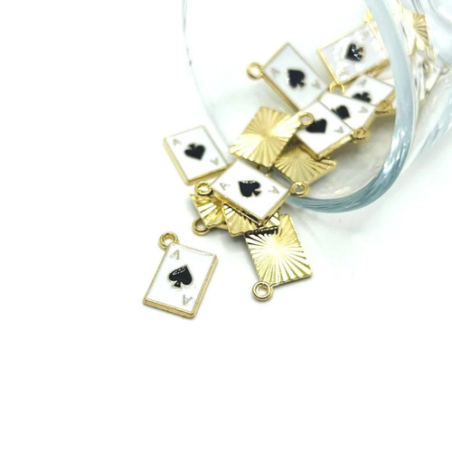 Ace of Spades Enamel Playing Card Charms, 14.5x11mm - US Seller