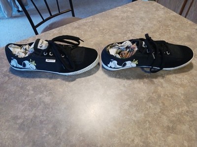 Women's Feiyue Peanuts Snoopy And Woodstock Black Sneakers Size 10