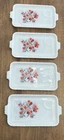 FOUR Vintage Fire King "Primrose" Snack Plate Milk Glass Anchor Hocking 1960's