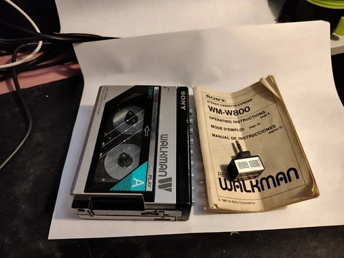 Vintage Sony WM-W800 Cassette Player Recorder w/mic and booklet