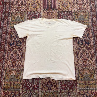 VTG 80s 90s Hanes Classics White T-Shirt Large 100% Cotton Made in USA 90s Tee