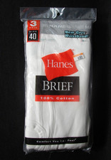 Vtg 2003 Hanes Mens Briefs 3 Pack NOS Sz 40 100 Cotton Y2K Gray Waistband 2249