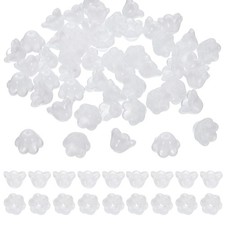 100 Pcs Glass Flower Beads for Jewelry Making, Loose Bead Charm, Jade White