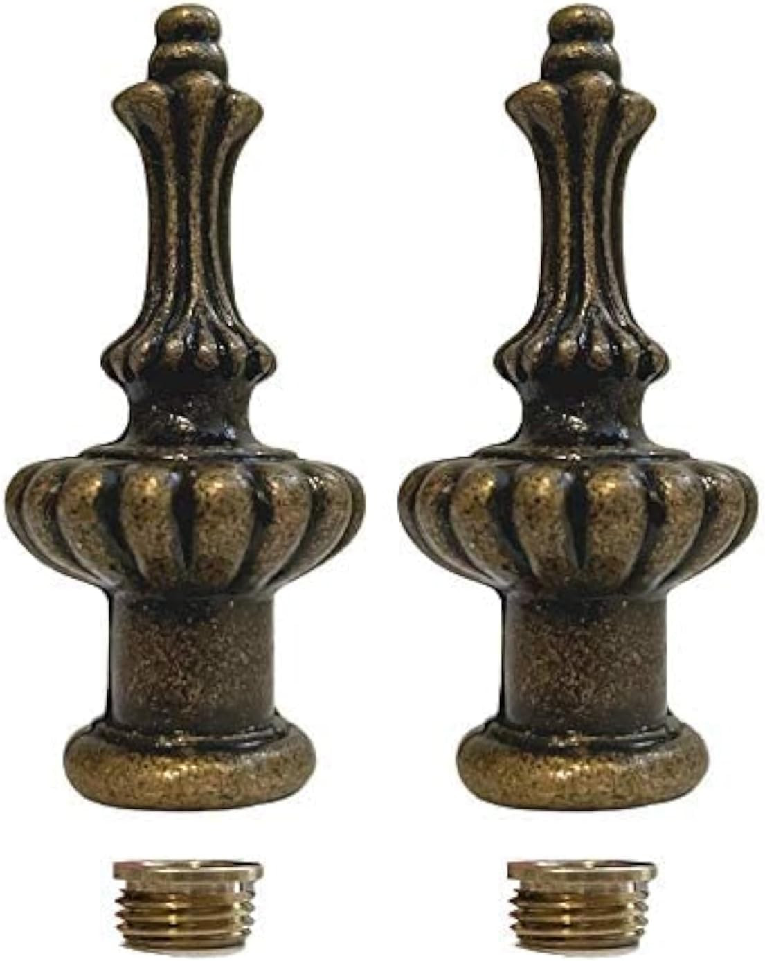 Lamp Finials 2-Pack (Brass, 2" Tall), Secure Lampshade to Table/Floor/Pendant...