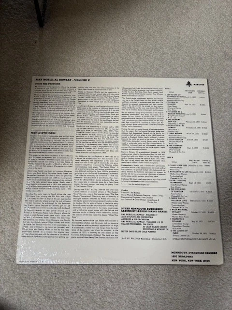 Ray Noble Al Bowlly Vol. 5 In Shrink Monmouth MES/7040 Vinyl LP - EX/NM - Image 2 of 4