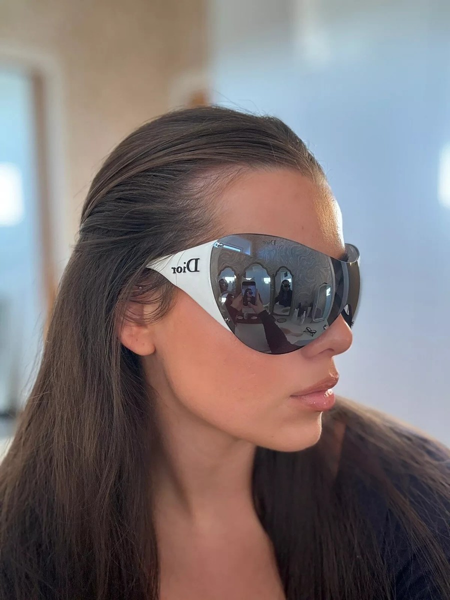 Vintage CHRISTIAN DIOR Sunglasses Ski 1 Logo White Shield Mask