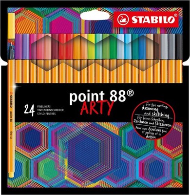 Fineliner - STABILO point 88 - ARTY - Pack of 24 - Assorted Colours