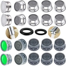 20 Sets of Faucet Aerators with Gaskets 2.2 GPM Plug-in Restrictor Green