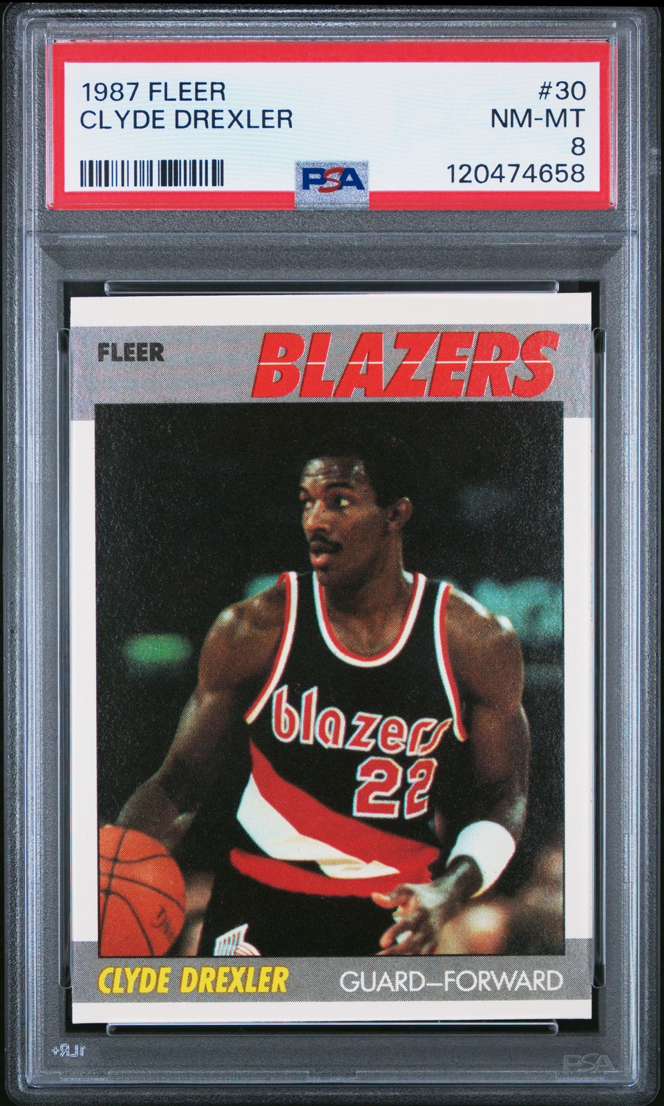 1987 Fleer #30 Clyde Drexler NM-MT PSA 8