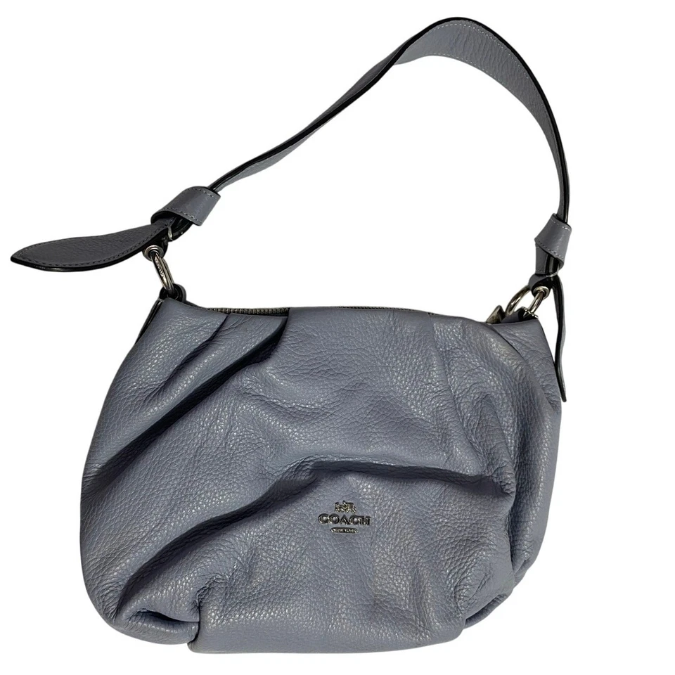 Coach Light Blue Leather Handbag Textured Shoulder Bag with Tag Authentic Coach