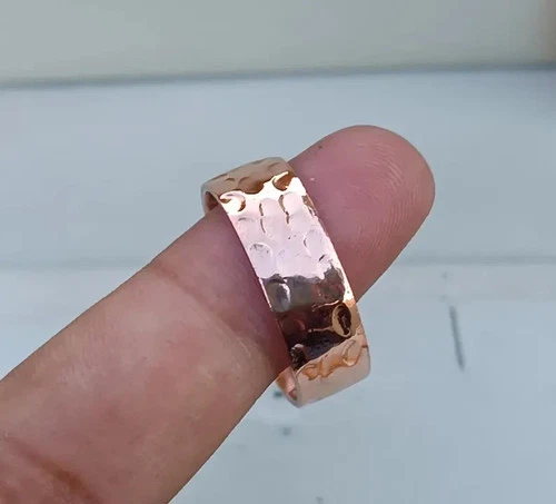 Handmade Hammered Copper Wide Band Ring: Solid Copper Jewelry , All Size
