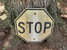 Stop Sign 24  x24  Yellow And Black Octagon Shape