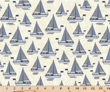 Bon Voyage Cream Wind Spirit Boats CX10841-CREM Cotton Fabric By the  half yard