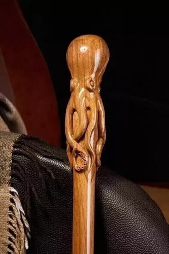 Vintage Oktopus Kopf Griff Holz Gehstock Stock handgeschnitzt neu Geschenk - Bild 2 von 3