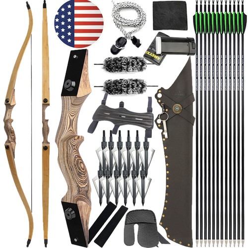 60" Takedown Recurve Bow Carbon Arrow Set 20-60lbs Limb Bamboo Core Archery Hunt - Picture 21 of 21