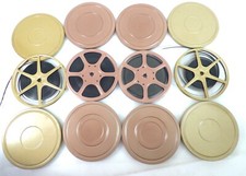 Set of 4 Movie Dual 8mm Reels  Cases 7" Diameter Unknown What's on Film Reels