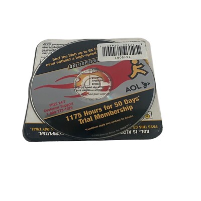 AOL Think Fast 1175 Hours Free For 50 Days Trial Disc CD-ROM Collector Top Speed
