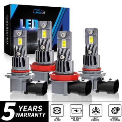 4x 9005 H11 LED Headlight H/L Bulbs 6500K For Ford EcoSport 1.0L 1.5L 2.0L 18-20