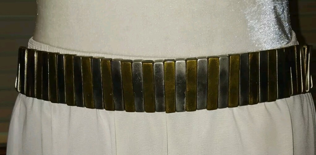 Vintage Suzi Roher Black Metal Strip Eyecatching Heavy Belt  display picture 1