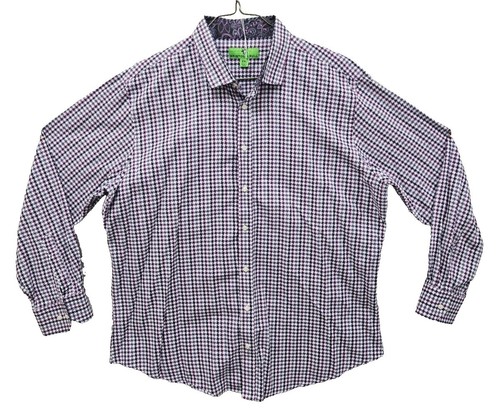 bristol and bull dress shirts Bristol & Bull Button Down Dress Shirt Purple Checkered Paisley XL 17.5 34/35