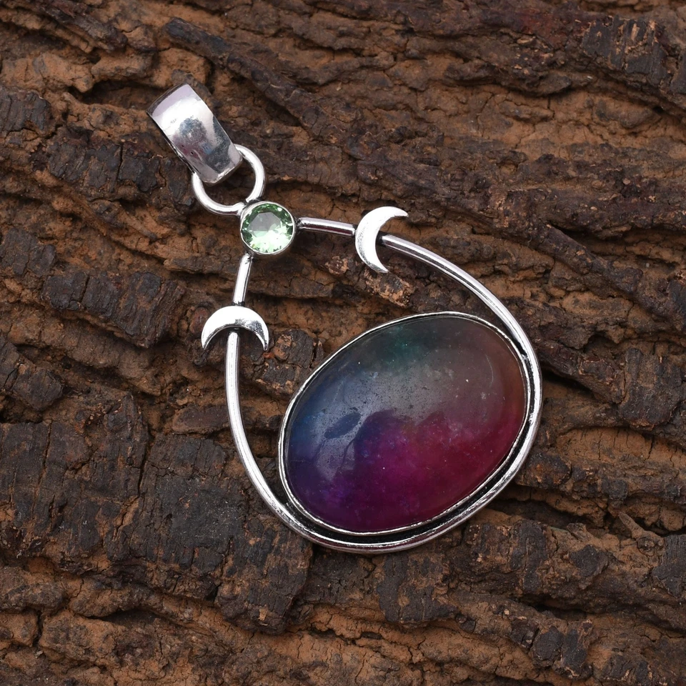 Ciondolo gioiello fatto a mano argento sterling 925 pietra preziosa quarzo so... - Immagine 2 di 4