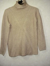 Metric New Turtleneck Sweater Women L Beige Knit Wool Angora Blend Long Sleeve