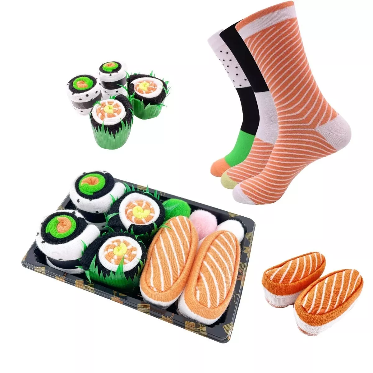 Novelty Sushi Socks 3 Pairs Box - Crazy Funny Gift Socks for Men Women