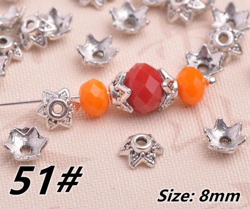 Metal Flower Bead Caps Tibetan Silver Color Beads Jewelry Making Charms 50Pcs - Picture 25 of 34