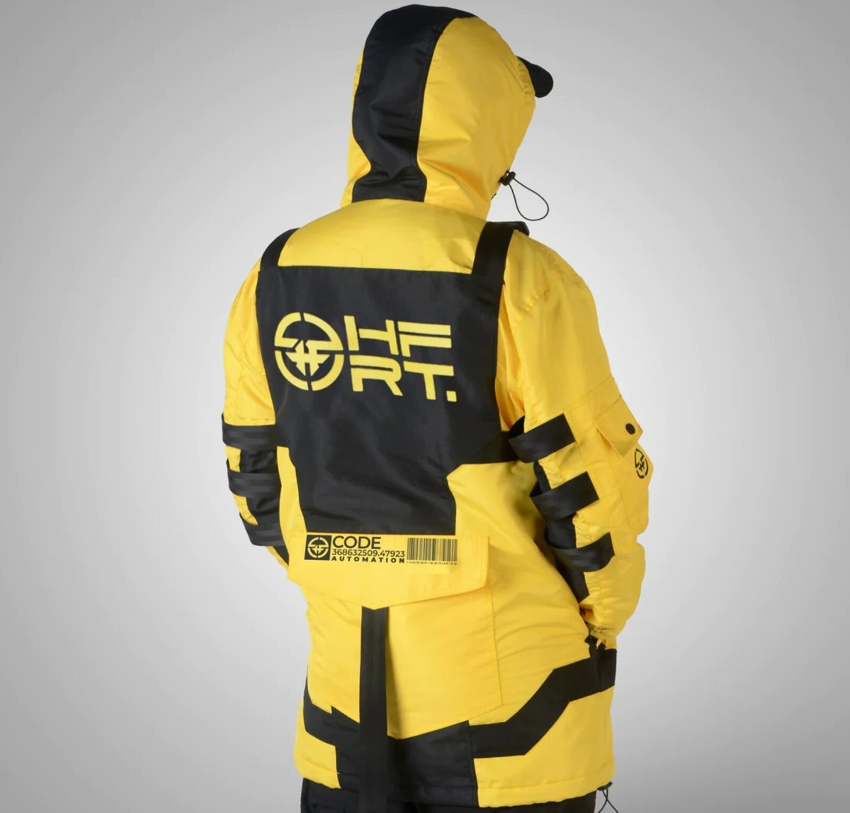 Men's Techwear Yellow Parka Jacket Coat Hoodie Full Zip NP01 Men's Techwear Yellow Parka Jacket Coat Hoodie Full Zip NP01