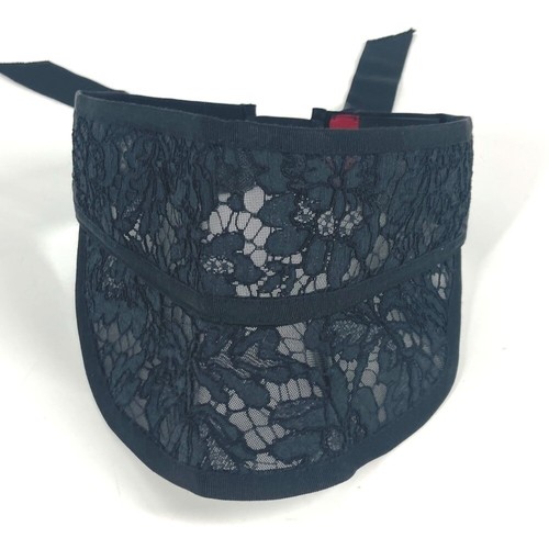VALENTINO Ribbon Lace Visor Hat Lace Embroidery Sun visor cotton / Rayon Black - Foto 2 di 9