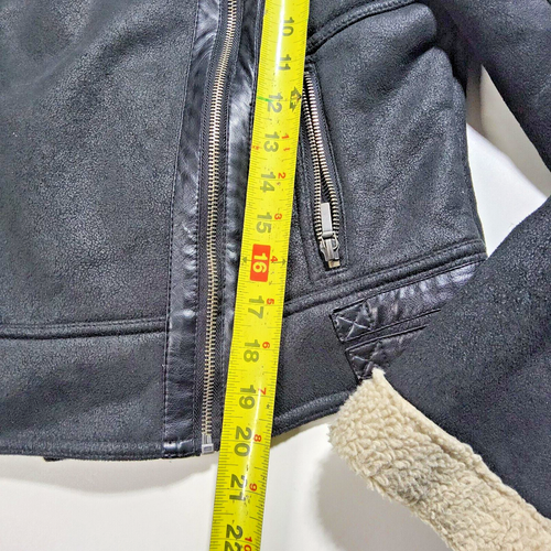 xhilaration jacket Sherpa Brown Faux Suede Cropped Y2K Size small bomber style - Picture 2 of 12