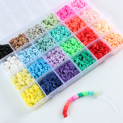 4800Pcs Flache Polymer Clay Perlen 6mm Lose Perlen DIY Schmuck Armband