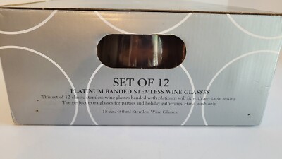 Luminarc 12 Piece Party Pack Platinum Banded Clear Stemless Wine Glasses  15oz | eBay