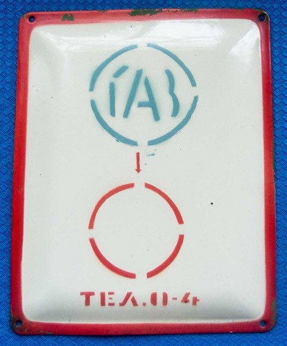 Vintage Soviet TEL 04 Gas Utility Enamel Sign USSR Architectural Salvage